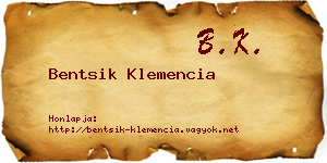 Bentsik Klemencia névjegykártya